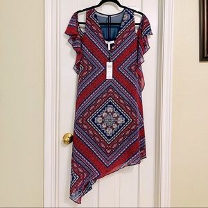 BCBG Generation Asymmetrical Cold Shoulder Dress Size Medium